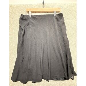 SPANX Black Midi Skirt XL Elastic Waist Pull On A Line Flowy